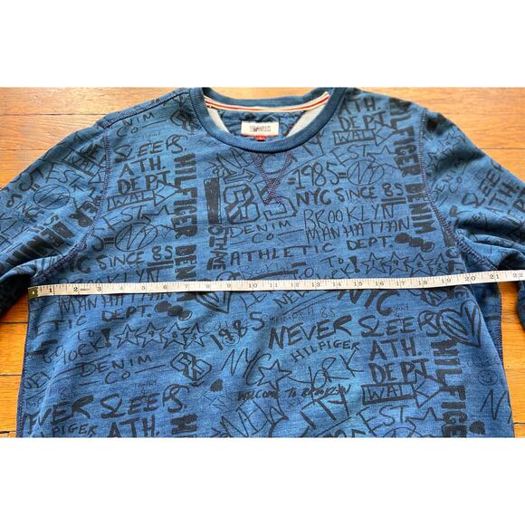 HILFIGER DENIM Blue New York Graffiti Sweatshirt Mens sz L - Picture 8 of 11